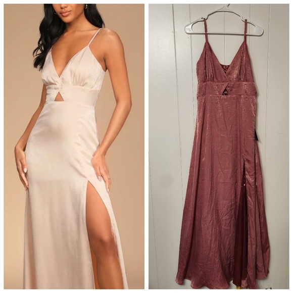 Lulus Dresses & Skirts - NWT Lulus Endless Elegance Rose Satin Sleeveless Maxi Dress Size XL Extra Large
